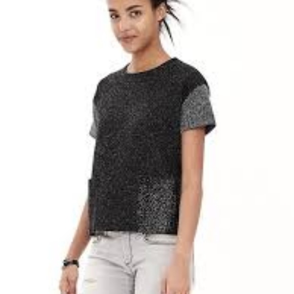 Banana Republic XS Boxy Black/Gray Tweed Sequin - Picture 1 of 8